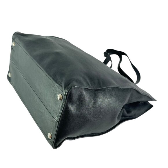 PRADA Authentic Front Logo Black Leather Saffiano Tote Bag Made in Italy - Picture 11 of 14